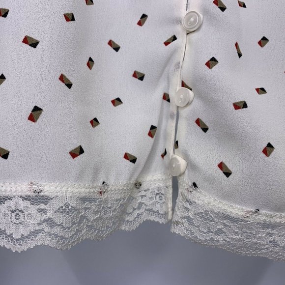 Lush Camisole Size Large Cream Button Front Lace - Picture 5 of 8